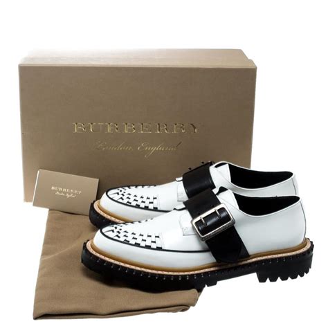 burberry mason leather &|Burberry Mason Buckle Strap Leather Platform Creepers.